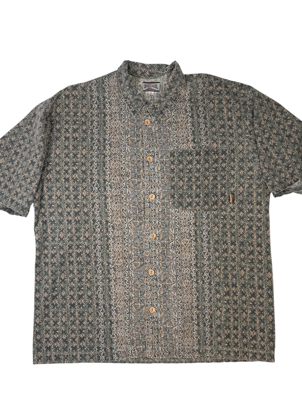 Vintage Quiksilver Mens XL Button Down All Over Print Shirt Surf Skate